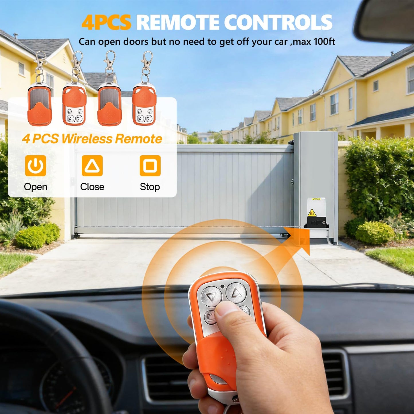 3300lb Automatic Sliding Gate Opener APP Control with 4 Remotes,550W Electric Sliding Gate Opener Automatic Motor Remote Kit with Wireless Keyboard for Sliding Gate Opener Up to40ft