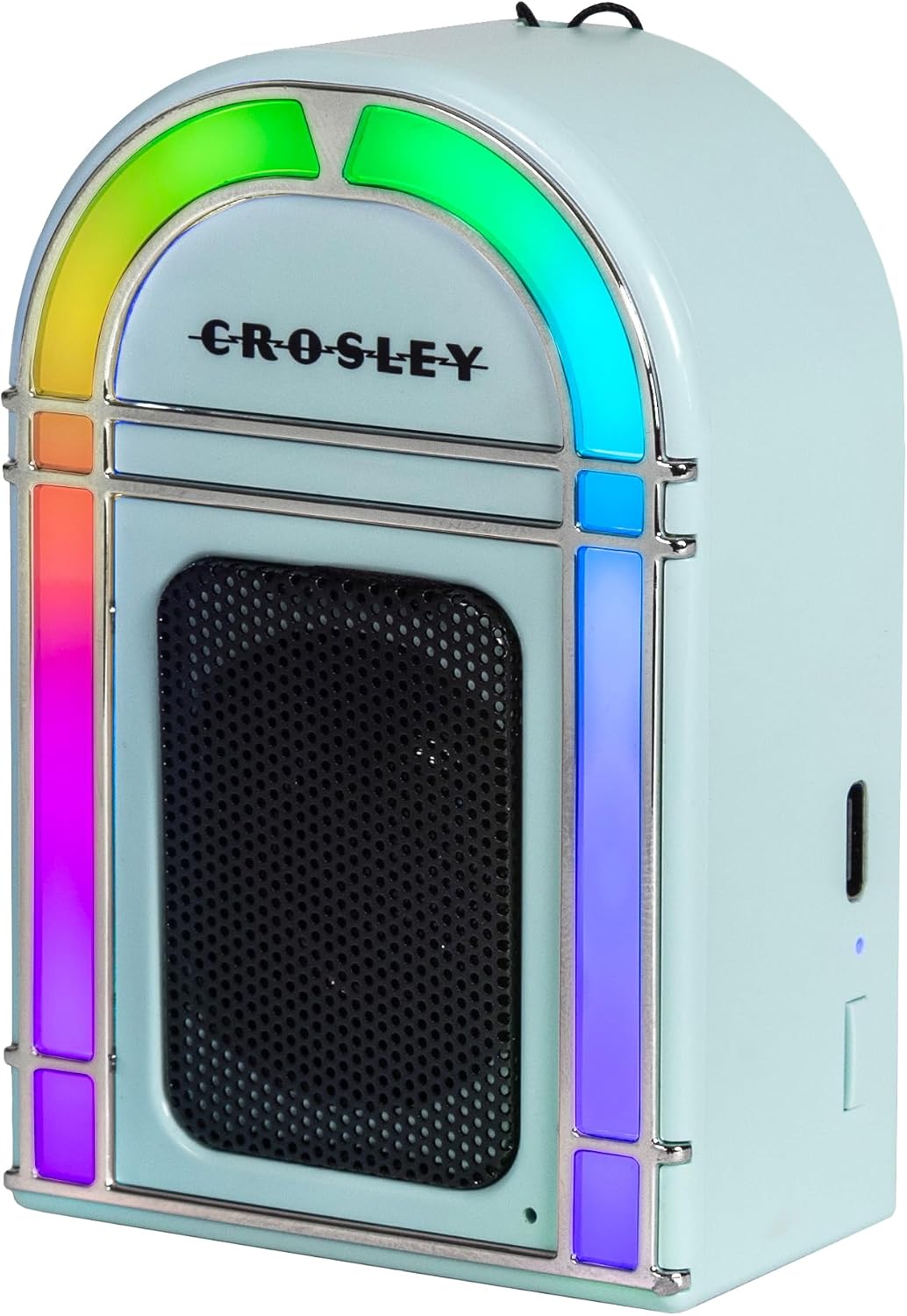 Crosley Aqua Blue Mini Jukebox Bluetooth Speaker with LED Lights