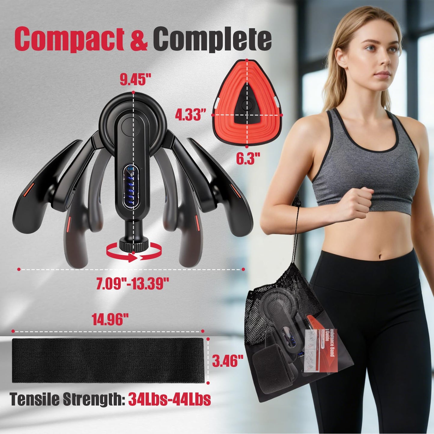 Thigh Trainer for Women, 10-100lb Adjustable Resistance Inner Thigh Exerciser with Leg Band & Poster for Kegel Exercise, Pelvic Floor Trainer for Postpartum Rehabilitation Home Gym