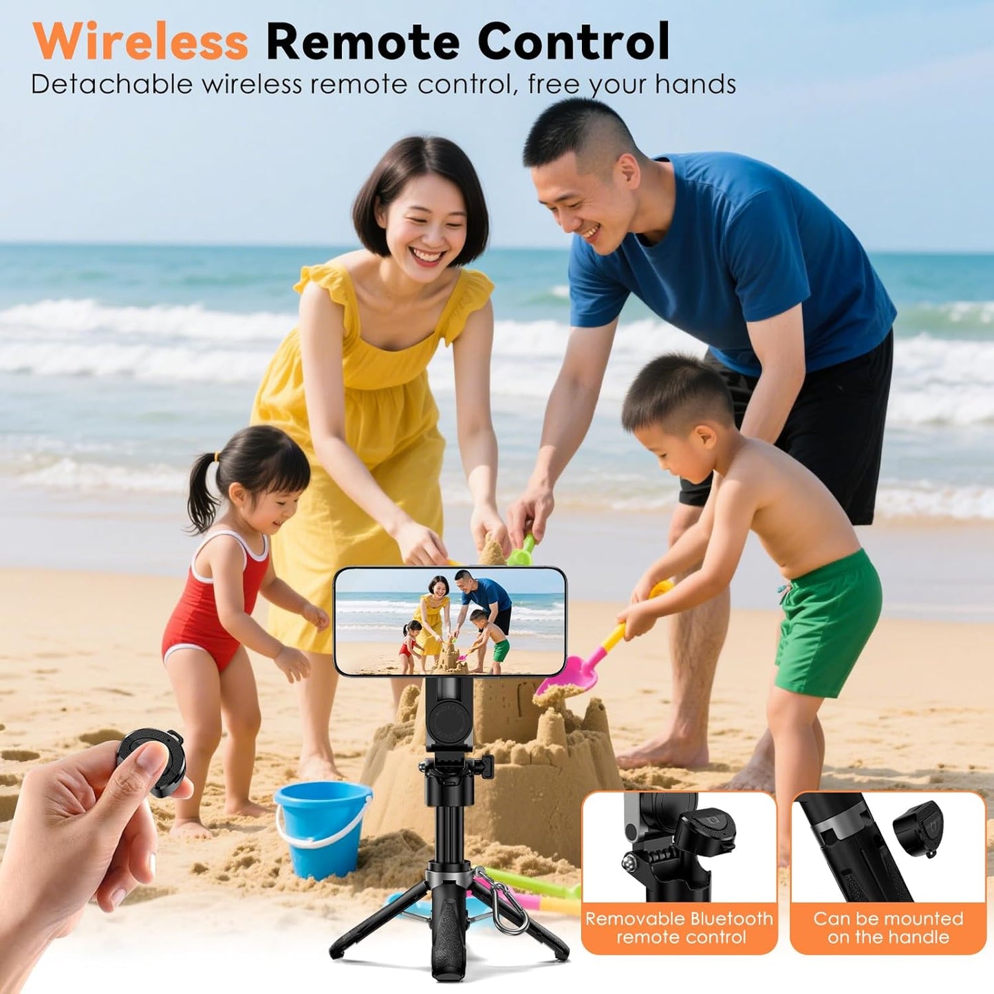 CloudValley 4-in-1 360 Magnetic Mini Selfie Stick Tripod, Pocket Size Phone Tripod with Rotation, Choice Rechargeable
