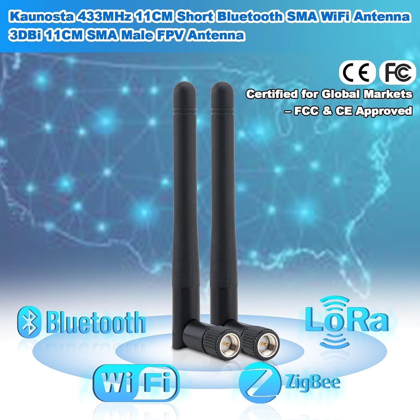 Kaunosta 433 MHF1 4-Pack, 2433MHz 3dBi 215cm MHF1 CCU3 CCU2 CC1101, MHz SMA Male Antenna Kit Radio Antenna Short