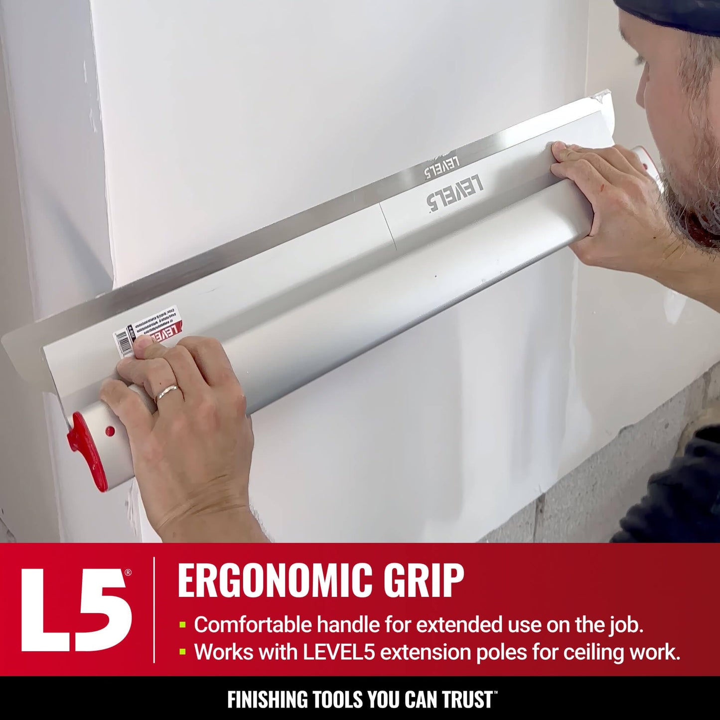 LEVEL5 40-Inch Skimming Blade | Precision 0.3mm German stainless steel blade insert (replaceable), ergonomic aluminum blade profile | 4-940