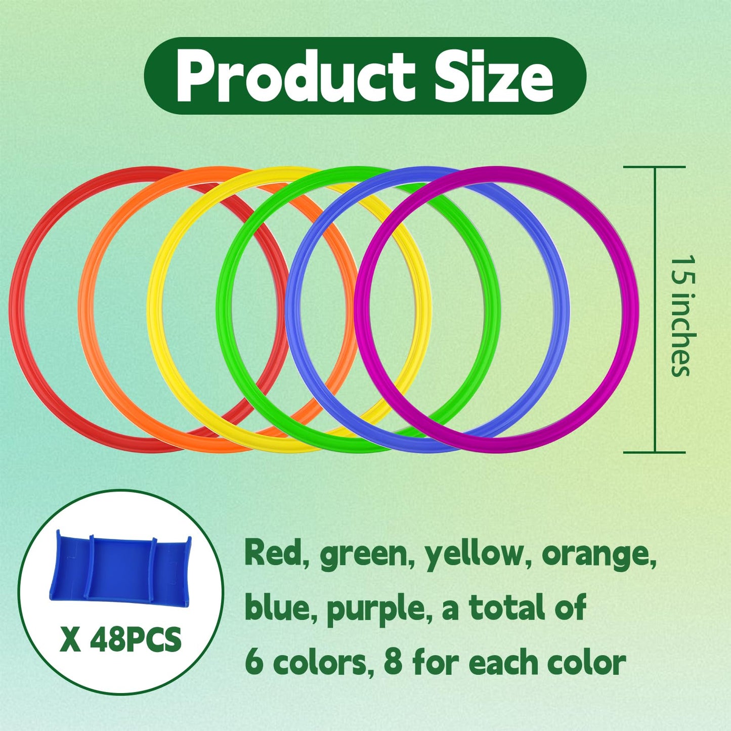 Mototo 48 Pack Agility Rings 15 Inch Speed Training Hopscotch Rings Plastic Circle Jumping Hoops Agility Hurdles for Athlete Exercise Soccer Football Gymnastics Games Practice Footwork Training