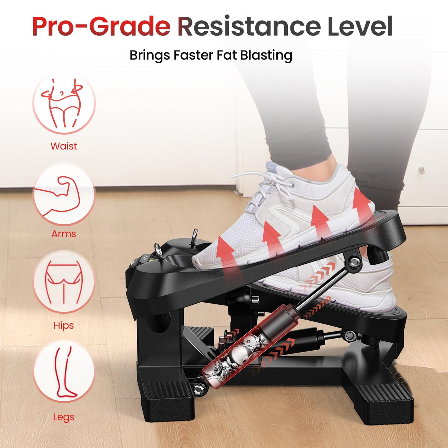 FLYBIRD Stair Stepper Machine with Resistance Bands for Home Workout, 350 LBS Capacity Twisting Stepper for Cardio, Legs, Hips & Glutes, Fitness Equipment for Men and Women