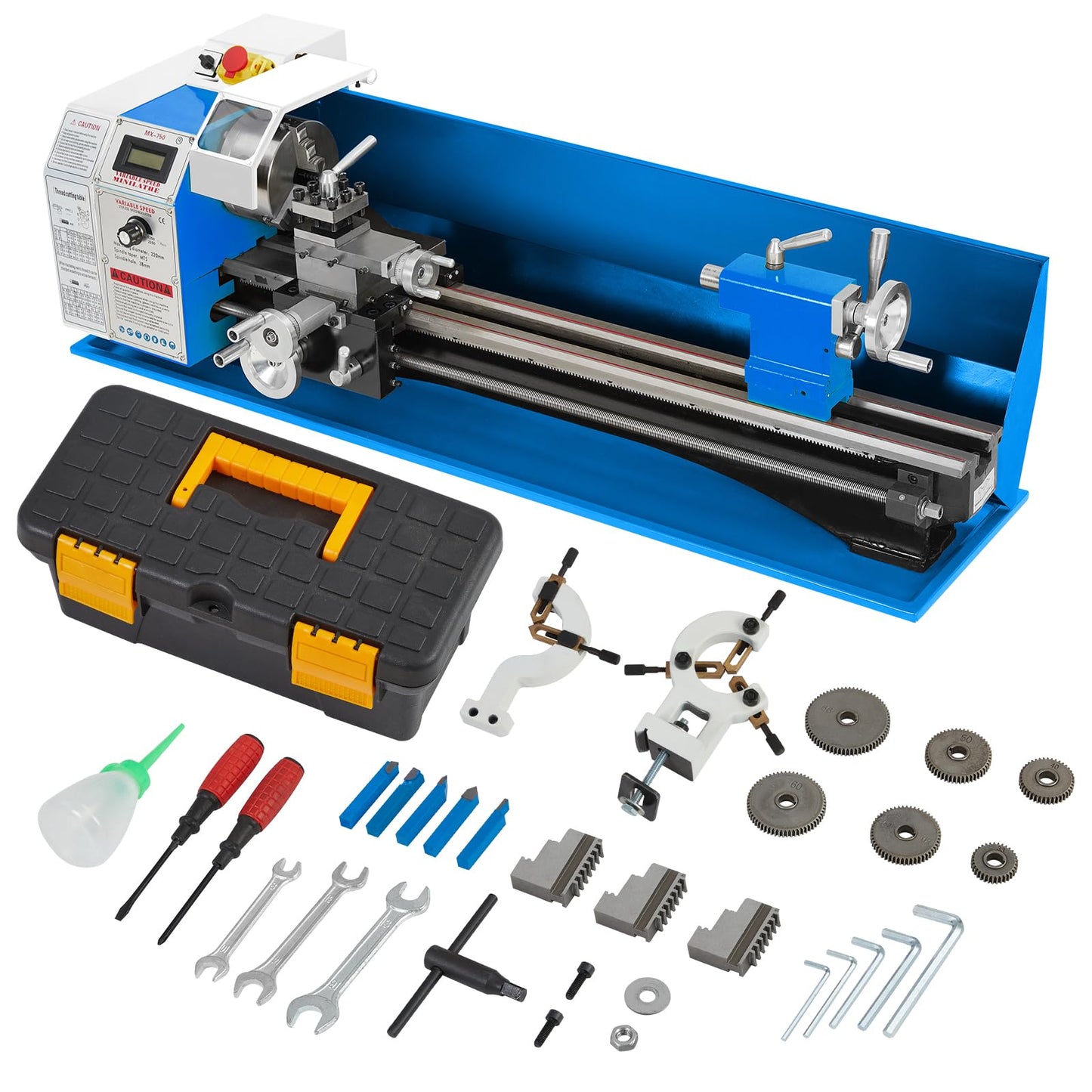 GarveeTech Metal Lathe, 9 in x 30 in Mini Metal Lathe 0-2500 RPM Variable Speed, 1100W Benchtop Lathe with 5 in 3-jaw Chuck, Precision Lathe Machine with Metal Gears and Tool Box for Metal Turning