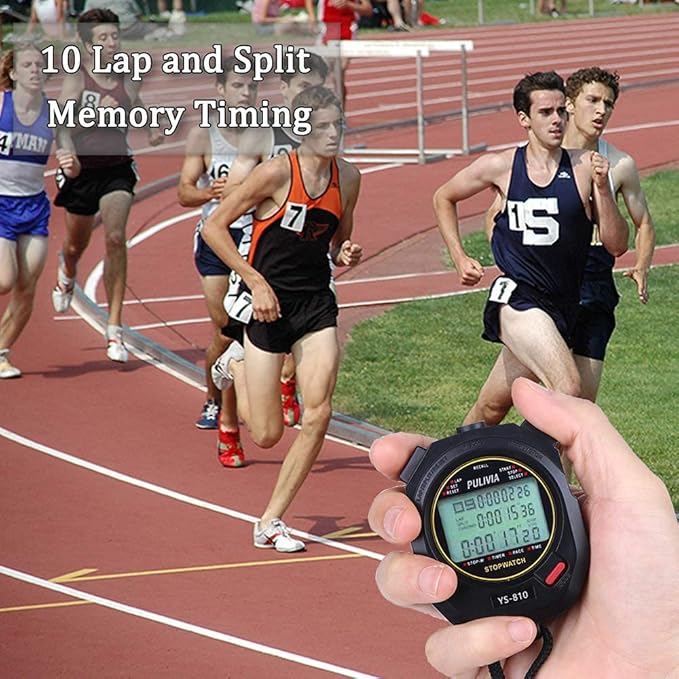 Stopwatch Timer Lap Split Digital Stopwatch with Clock Calendar Alarm, Large Display Stop Watch for Sports Kids Coaches Swimming Running