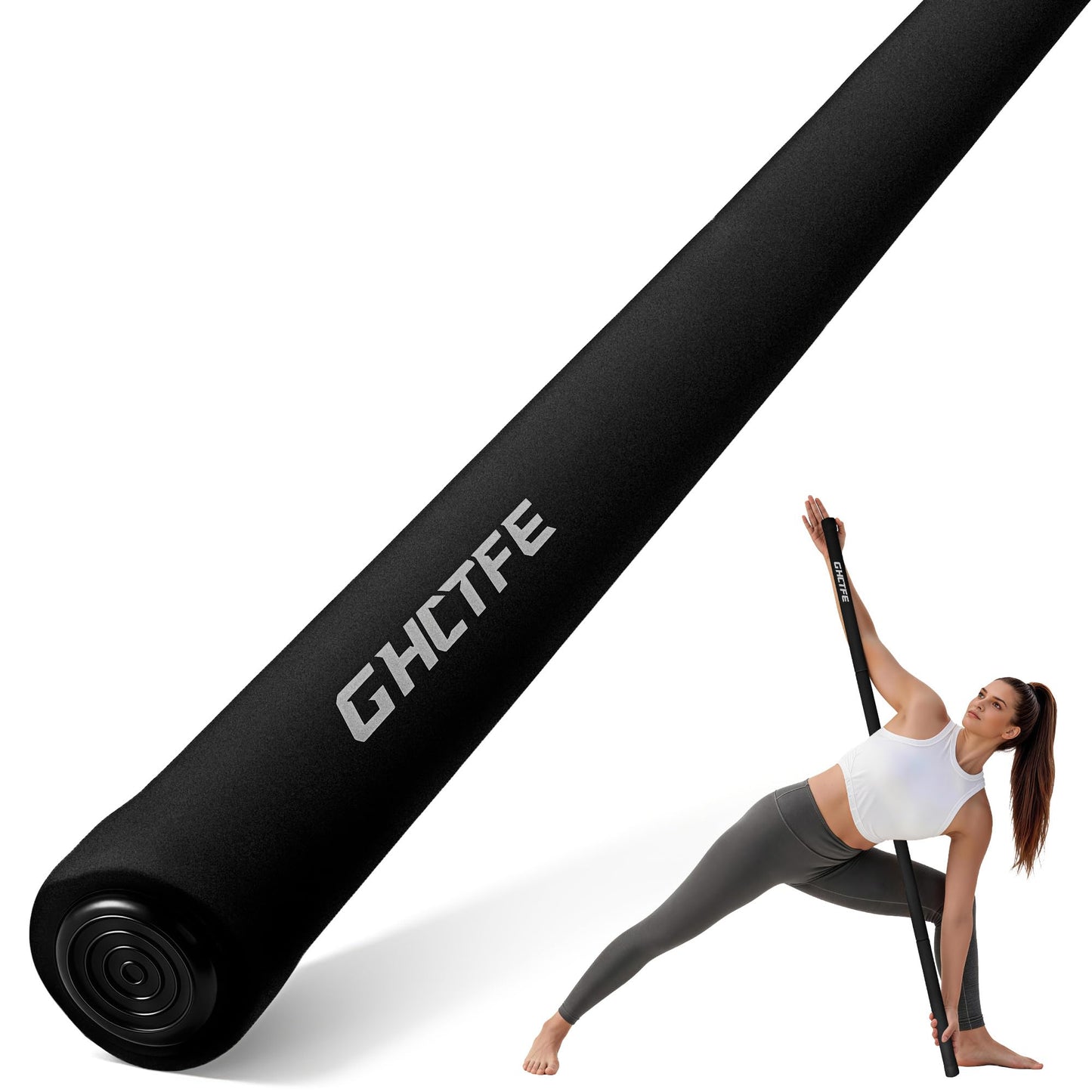 GHCTFE Adjustable Yoga Stick for Stretching & Balance, Upgraded Workout Pilates Equipment for Back Posture Corrector, 4-Section Steel Mobility Bar for Flexibility, Physical Therapy, Exercise Training