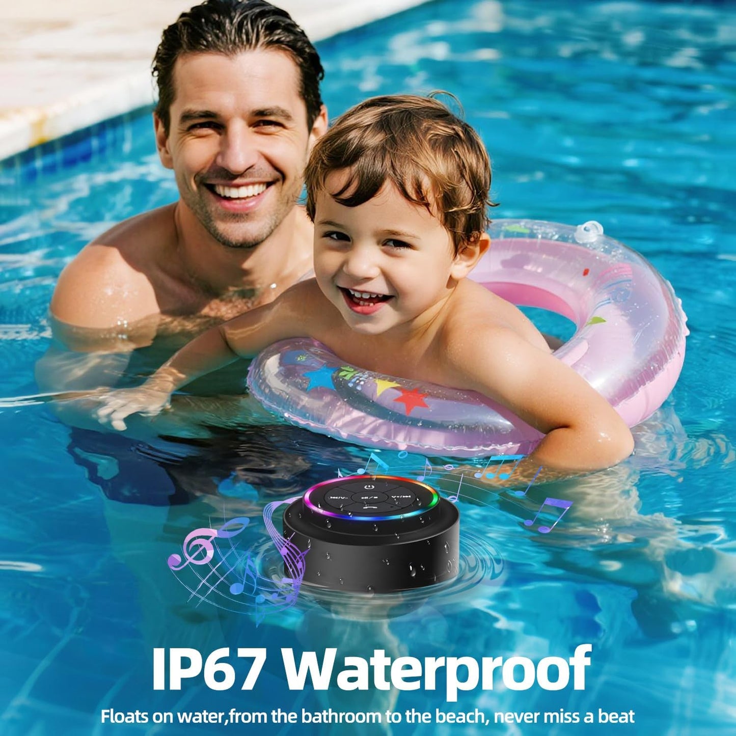 ANLEDDA IP67 Shower Speaker Bluetooth Waterproof Certified, Mini Wireless Small Bluetooth Speaker, Portable Speaker