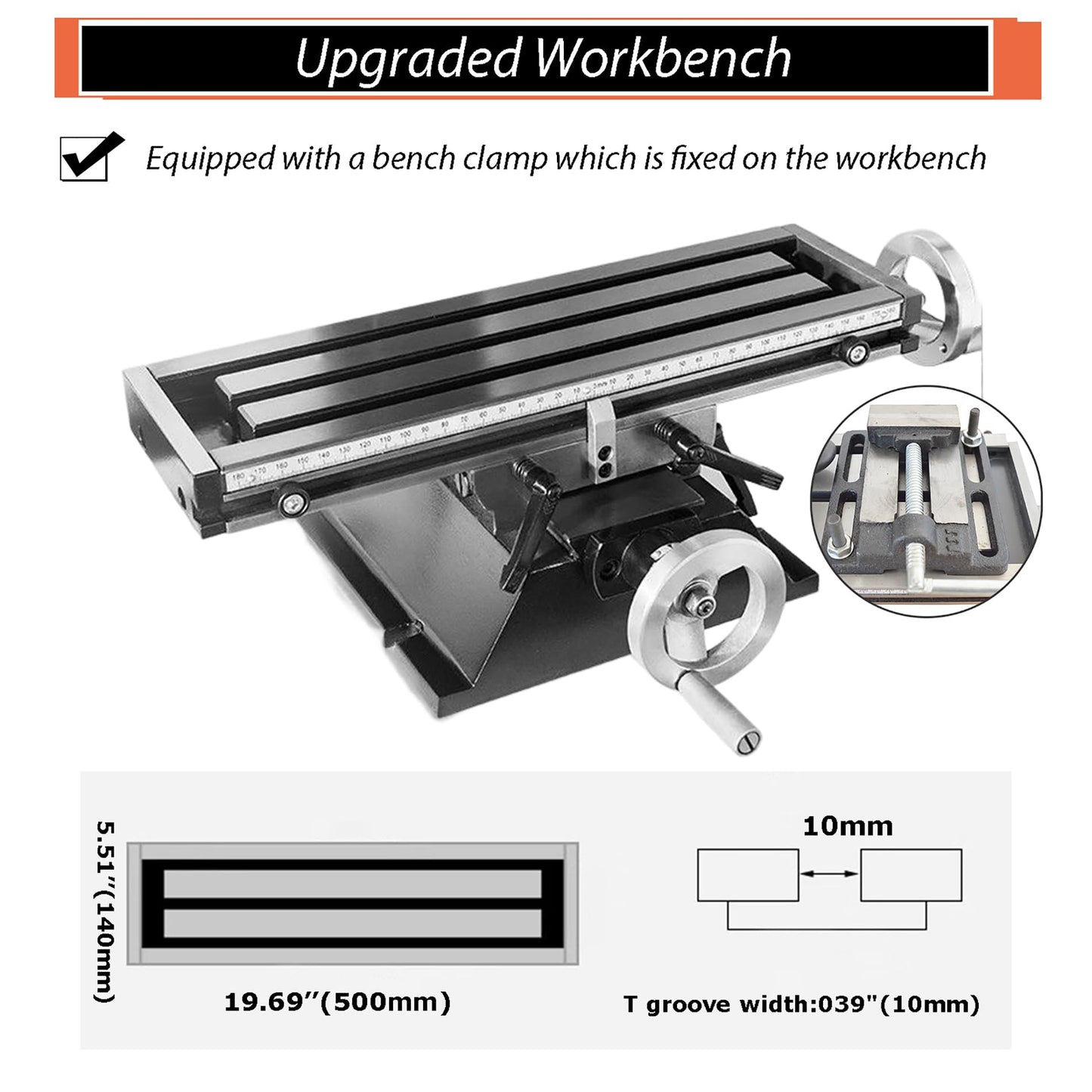 INTBUYING Mini Milling Drilling Machine Benchtop Mill Drill 5-1/2''x20'' Precision Hobby Milling Machine 600W MT2 Variable Speed Micro Feed with Spindle Drill Chucks for Metal Plastic Wood 110V
