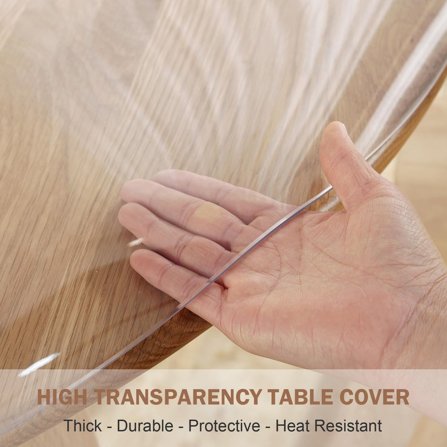 LovePads Round Clear Table Cover Protector 60 Inch, 2mm Thick Table Protector for Dining Room, Waterproof Plastic Cover PVC Vinyl Tablecloth, Circle Tabletop Protective Pad for Furnture Surface