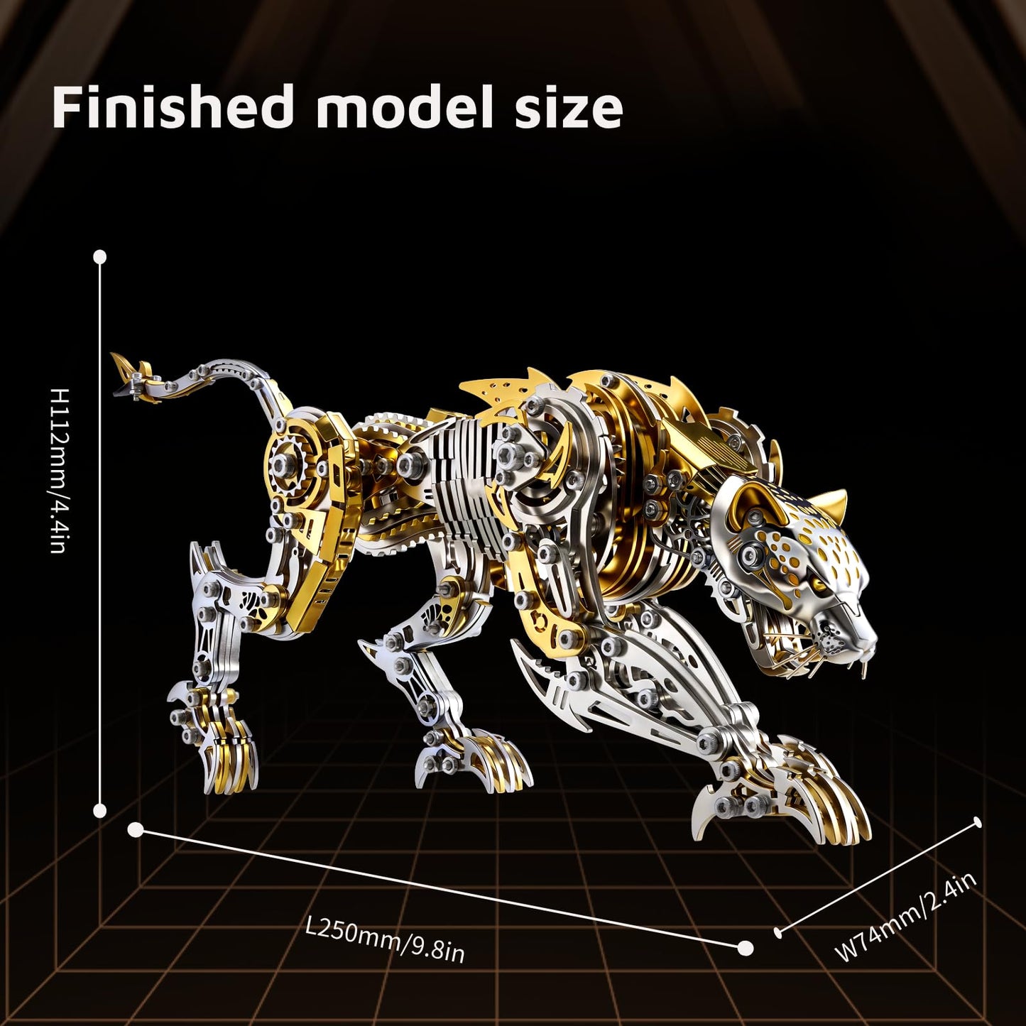 Leopard 3D Metal Model Kit for Adults and Teens, 3D Metal Puzzle, DIY Metal Building Kit, Challenging Assembly Model, Brain Teaser Challenge, Desktop Decor, Collectible Gift for Men