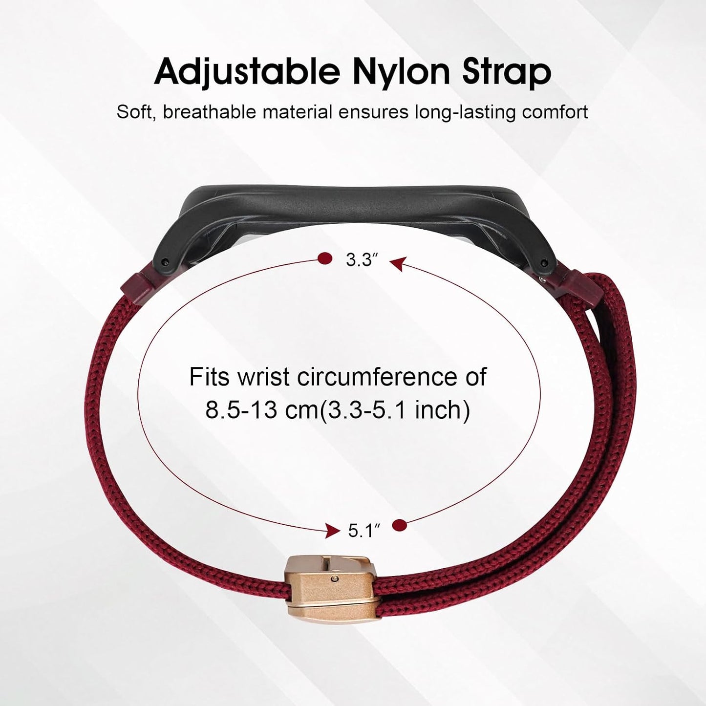 18mm Adjustable Smartwatch Soft Woven Nyon Wristband + Protective Case Base fits for PLAUD AI NotePin Recorder,Upgraded