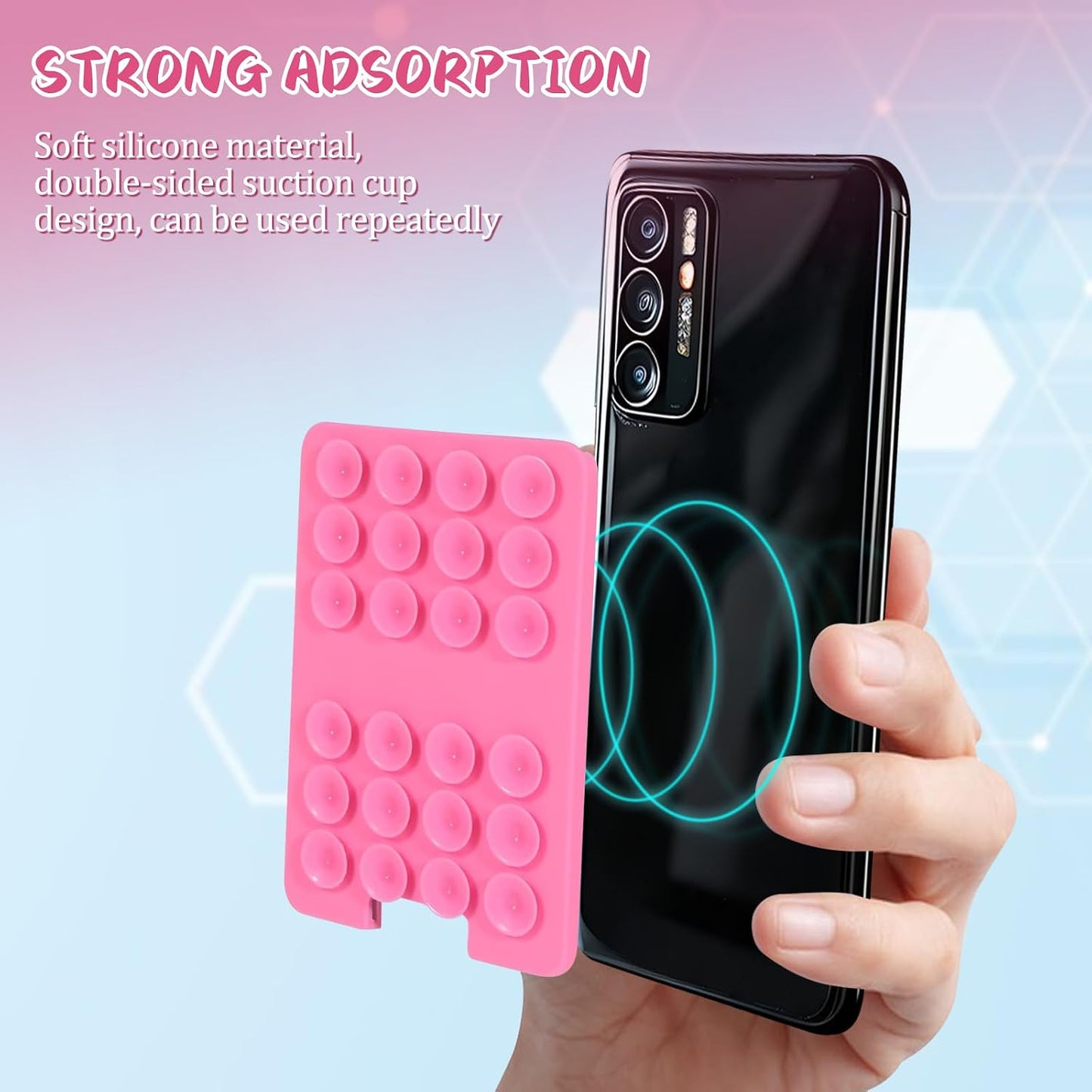 2 PCS Silicone Suction Cup Phone Case Card Holder - Hands-Free, Sturdy Grip Holder, Suitable for Storing Bus Passes, ID
