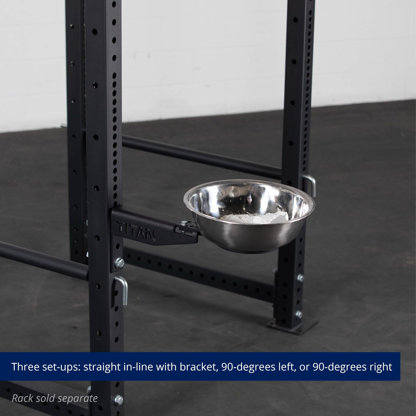 Titan Mounted Rack-Mounted Chalk Bowl Fits T-3 or X-3 Series Power Racks, 14" Stainless Steel Bowl
