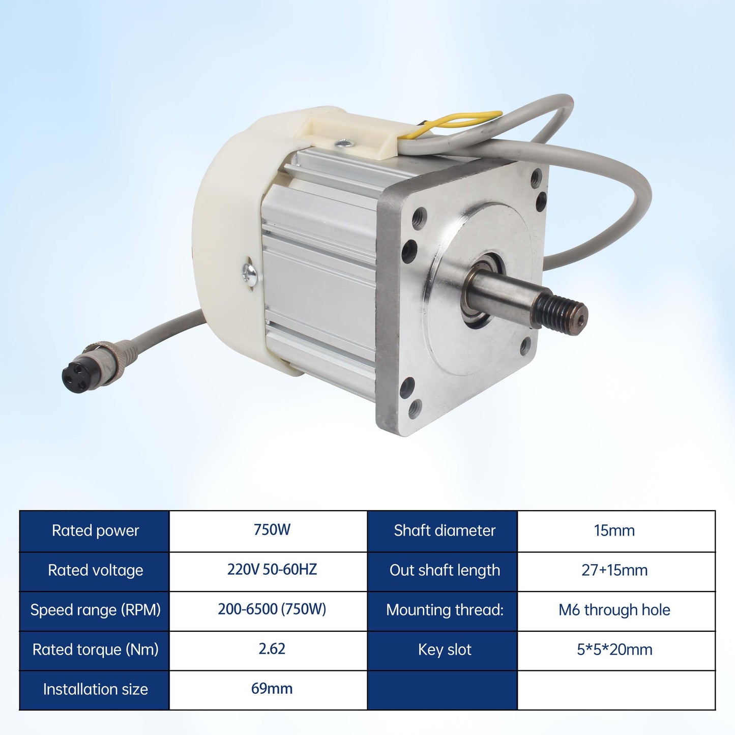 RATTMMOTOR 750W Permanent Magnet Brushless Servo Motor Max Speed 6500rpm/min with Servo Motor Controller for Woodworking Machine/Lathe/Drilling and Tapping Machine/Reducer/Belt Sander (220V)