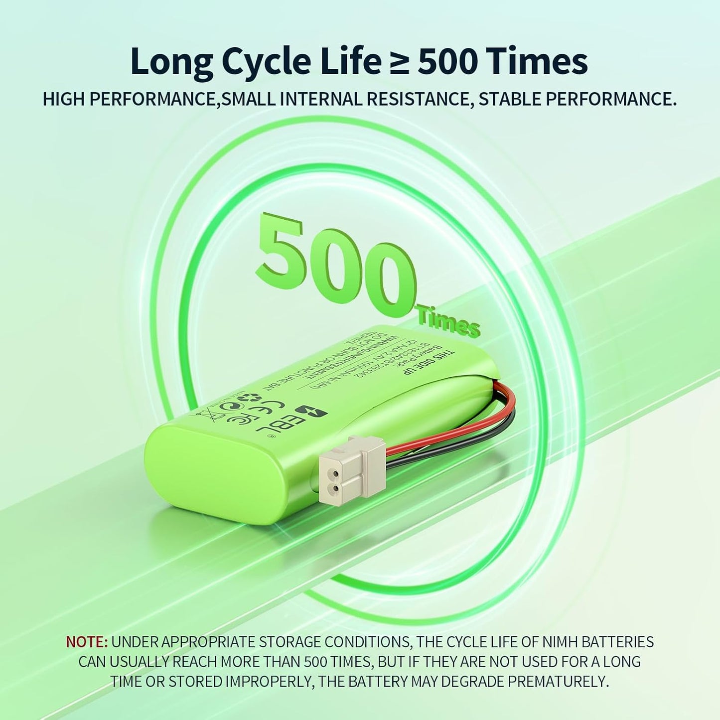EBL BT183342/BT283342 2.4V 1000mAh BT166342/BT266342 CS6709 CS6609 CS6509 CS6409 EL52100 EL50003 (Pack 2) Ni-MH