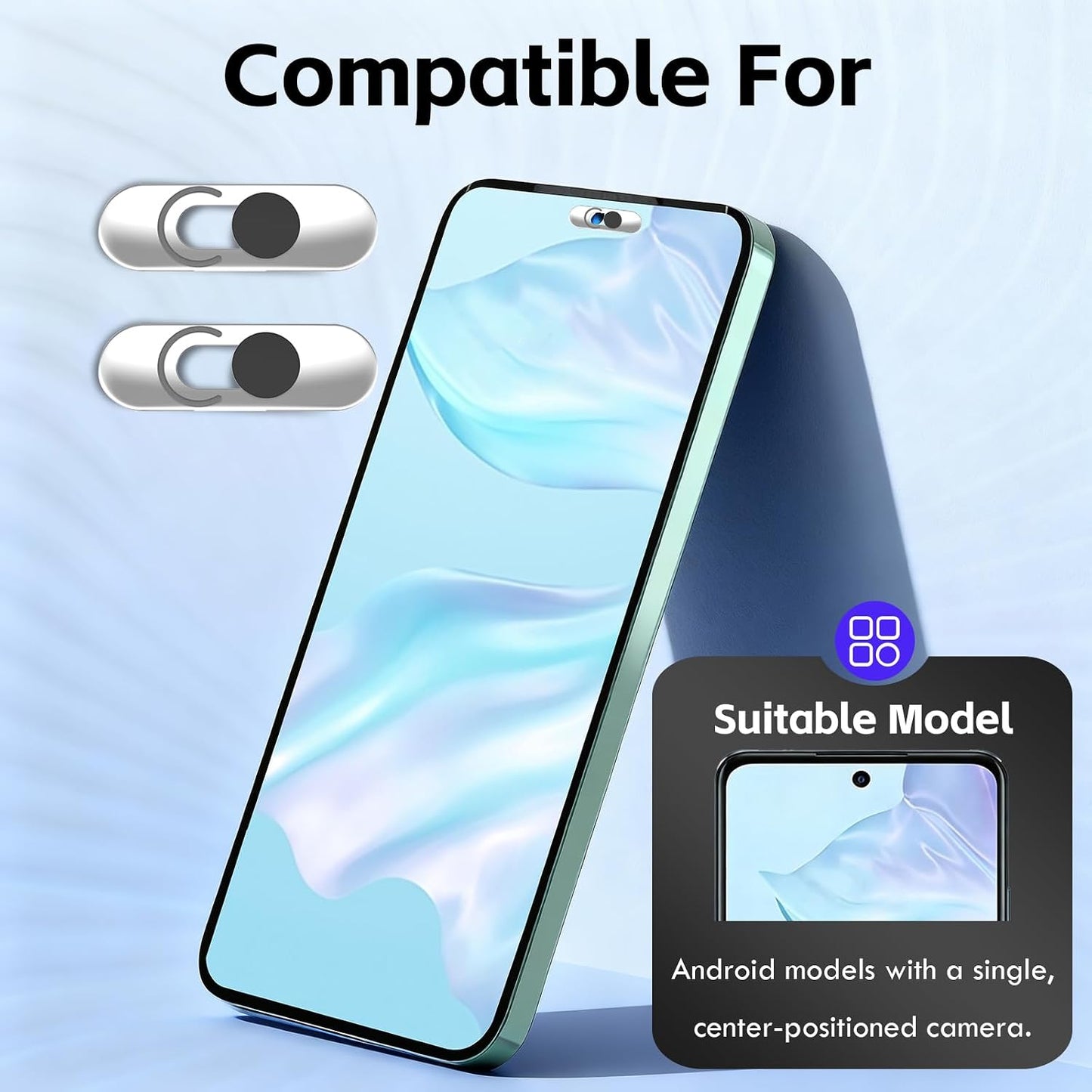 Dazujem 2Pack Front Camera Covers Compatible with Galaxy/iPad/Pixel | Smartphone Webcam Cover | Camera Blocker