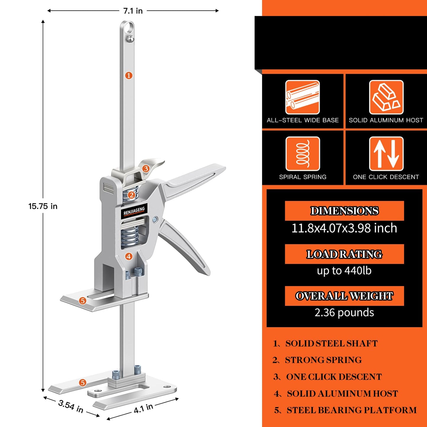 YIEMIZDK Labor-Saving Arm Jack Two-Piece Set for Wall Tile Positioning, Doors, Windows, Cabinets, Installation, Furniture Lift, Drywall Lift, Lift Tools (Silvery, 15.7)