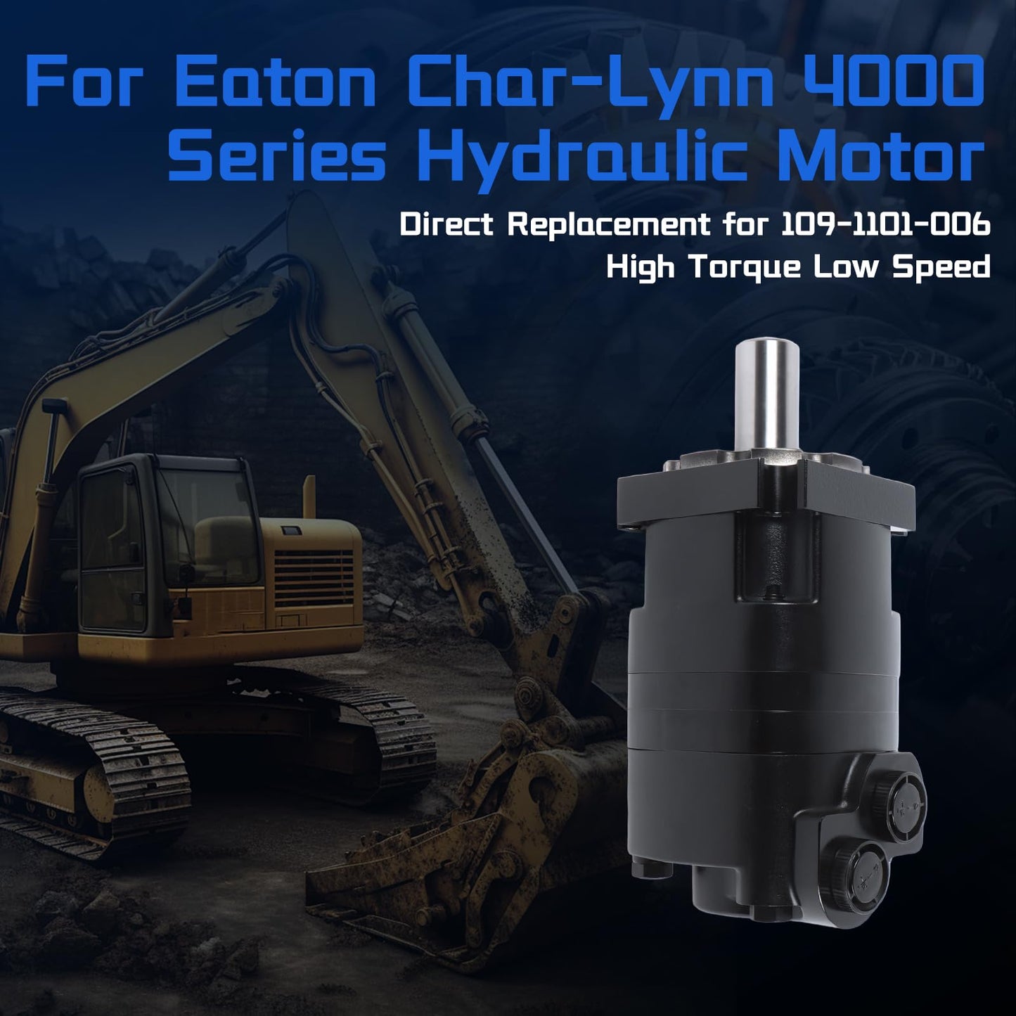 SINOCMP 109-1101-006 Hydraulic Motor Replacement for Eaton Char-Lynn 4000 Series, 7.95 cu in/rev Displacement 4-Bolt SAE-B Mount 1.25 Inch Keyed Shaft, 722 RPM 3000 PSI High Torque Low Speed Motor