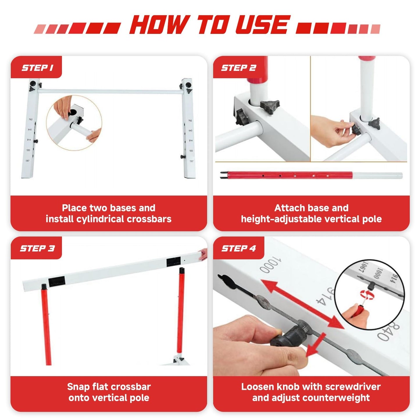 DRKSBESTO Adjustable Track and Field Hurdles Height Sports Training Hurdle with Counterweight Heavy Duty Track and Field Equipment Practice Training from 30 to 42 Inch for Athletes Adults(2 pcs)