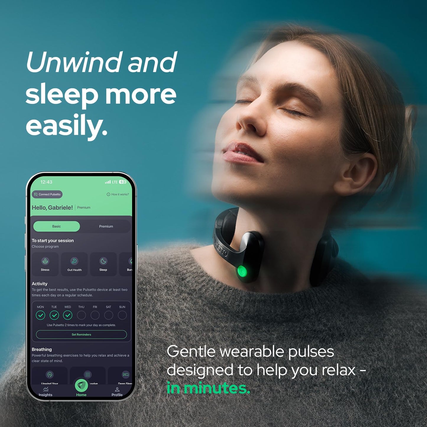 Pulsetto FIT (V2) Wellness Wearable – Relaxation, Sleep & Daily Wellness Support Device