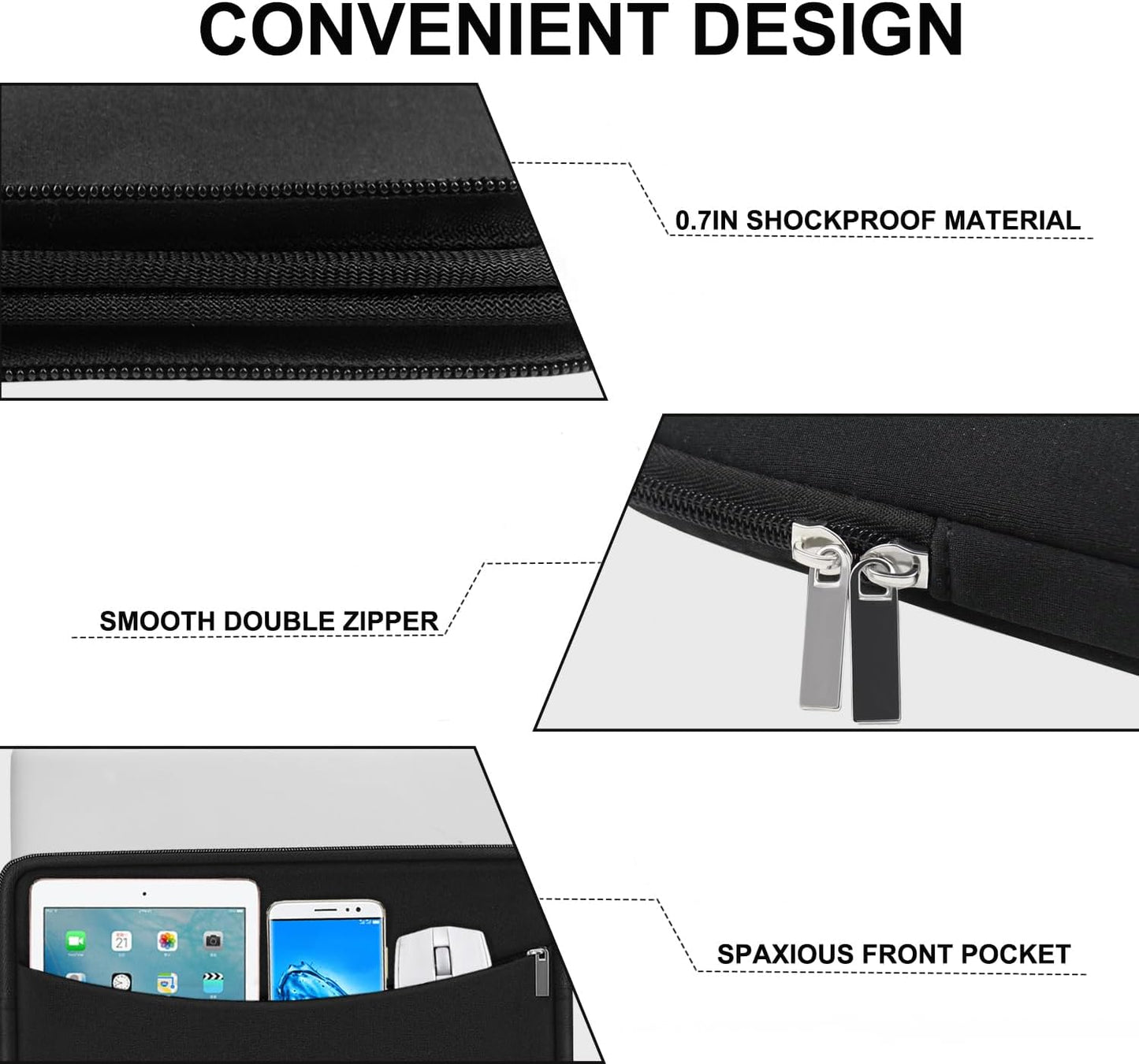 ampoock 14 inch, 14" Laptop Sleeve Case Shockproof Protective Laptop Cover Briefcase Carrying Computer Bag