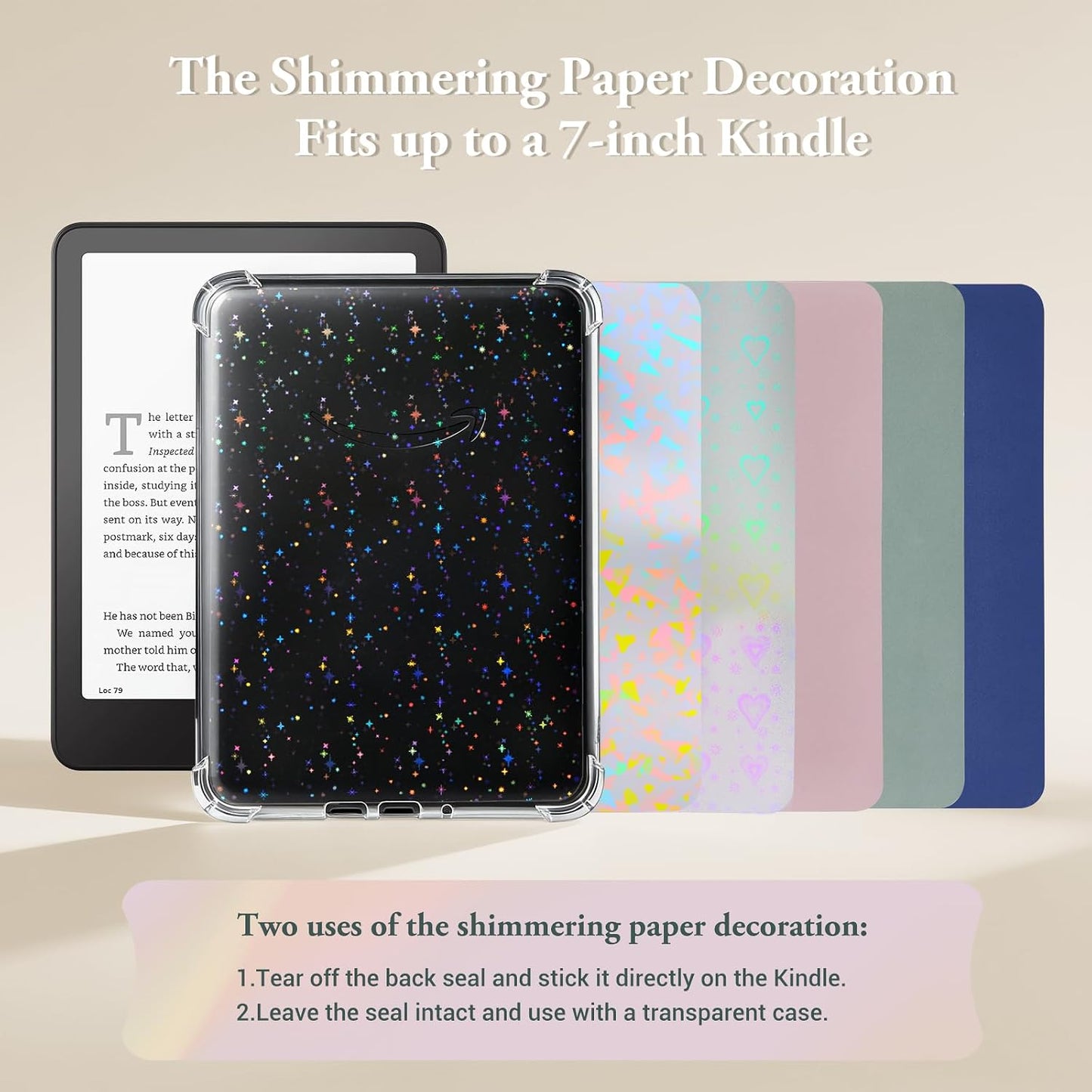 CoBak 7" 6 1 Clear Case for All-New E-Readers - with Pcs Inserts Cardstock Paper, Pcs Dust Plug, not Compatible