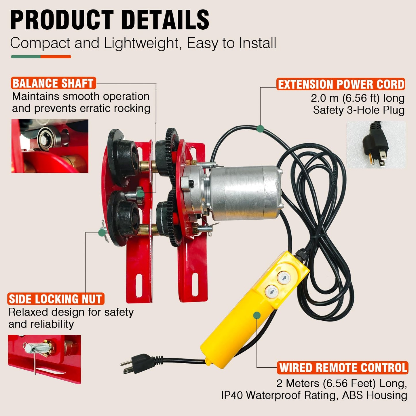 Dremvoist Electric Trolley for Power Hoist,Fit 2.68"-4.33" in I-Beam,0.5 Ton 1100 LBS Capacity,for PA200-PA500 Hoists Push Geared Overhead Crane Heavy Duty Wheels System,for Gantry Cranes,Warehouses