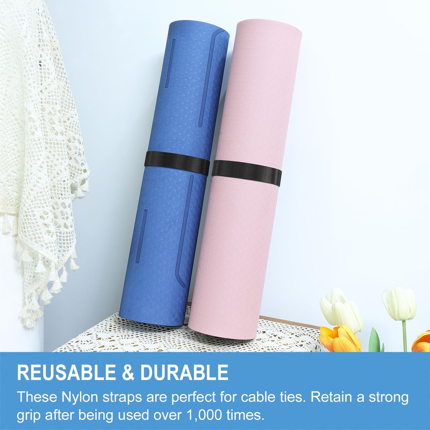 1in x 24ft | Hook and Loop Straps Heavy Duty | Double Sided Self-Gripping Strips | Reusable Multi-Purpose Wrap Roll for Home, Office, Data Center, and More