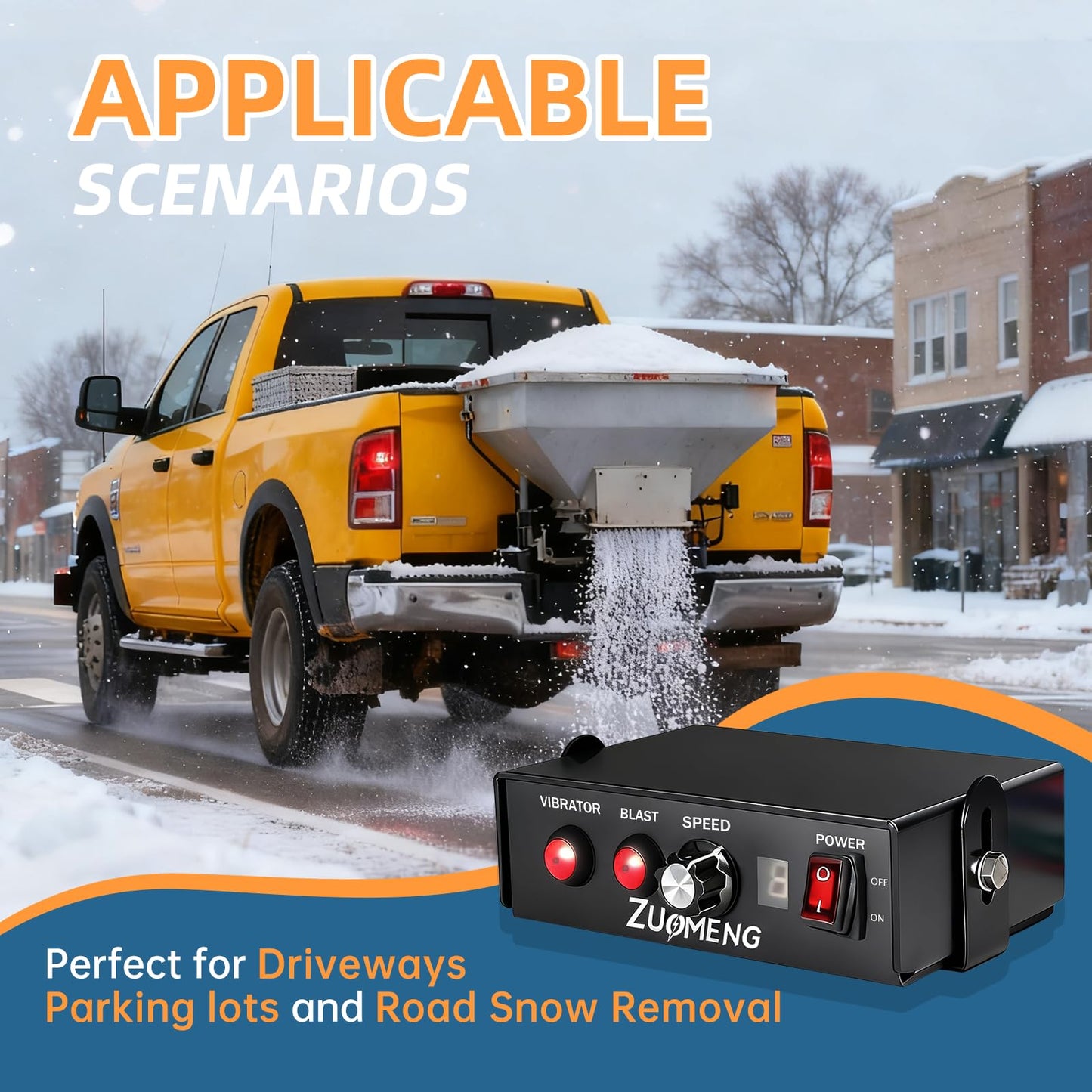 Zuomeng Salt Spreader Speed Controller, 0–9 Speed Levels with Blast Mode, Compatible with TGS Series Tailgate Spreaders SaltDogg 3011864, Cab Control Prevents Clogging for Winter Snow Removal