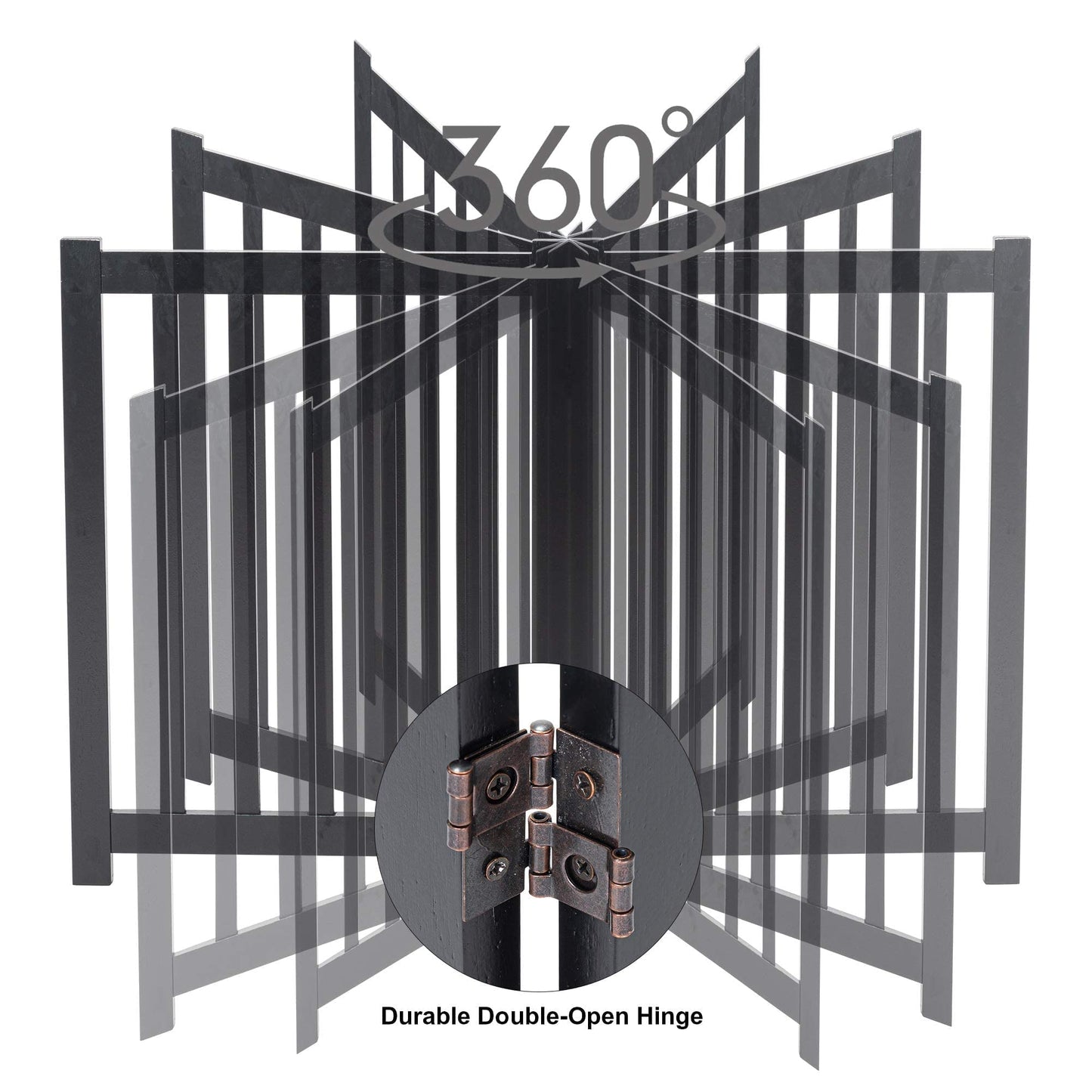 LZRS 2-Panel Wooden Free Standing Foldable Dog Gate Indoor – Solid Hardwood 24" High, Step-Over Safety Pet Gate for Doorways, Stairs & Small Spaces - Indoor Use, Black