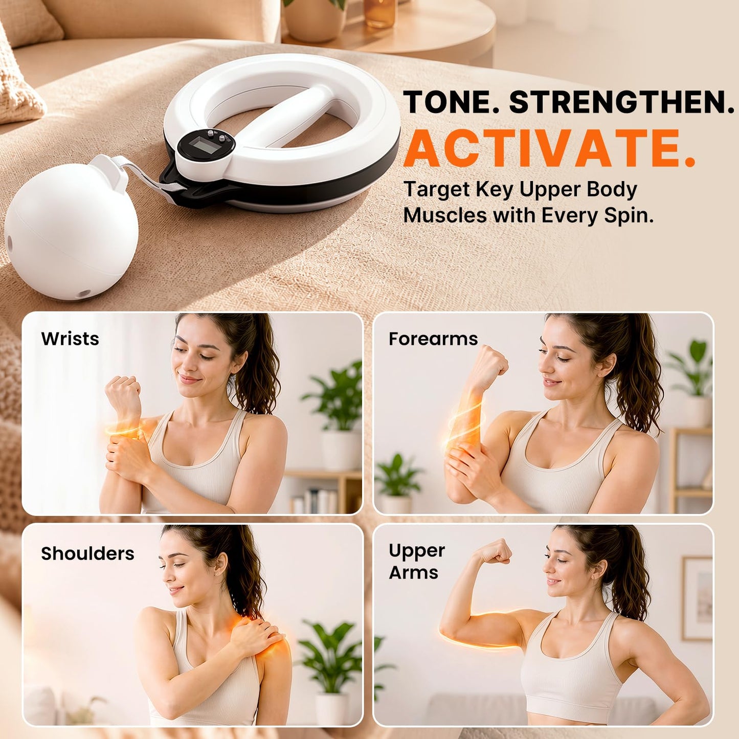 Lqyom 360° Arm Trainer for Men & Women, Hand-Crank Forearm & Shoulder Workout Equipment, Wrist & Chest Exercise Tool, Infinity Hoop for Arms, Upper Body Training for Home Fitness
