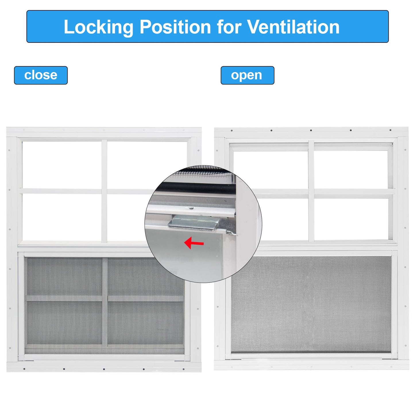 NeatiEase 2 Pack Shed Window, 24" x 36" Flush Mount Window with Tempered Glass and Fiberglass Screen for Shed, Chicken Coop, Playhouse, Household, Garage