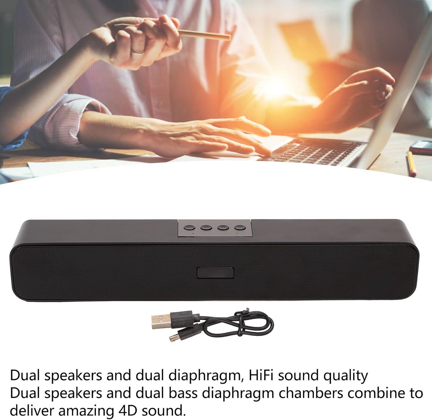 EIMSOAH 5.0 5 Soundbar Bluetooth Speaker with Playback Modes, Noise Reduction Surround Sound for Home Use