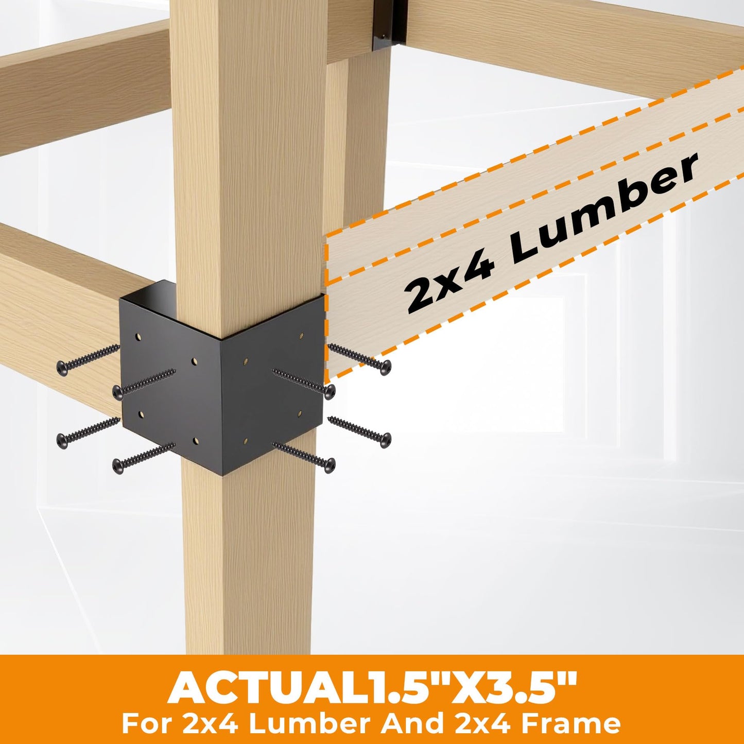 Heavy Duty Workbench Brackets Kit, 12 PCS 3-Way Right Angle Corner Braces for DIY 2''x4'' (Actual 1.5"x3.5") Wood, Steel Frame Building Plates for Workbench Table, Shelving, Garage Storage