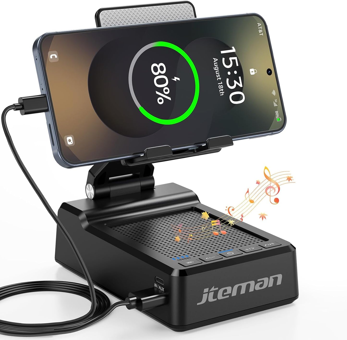 JTEMAN Gifts for Men Women,Adjustable Cell Phone Stand with Bluetooth Speaker and Charging Function,Cool Tech Gadgets