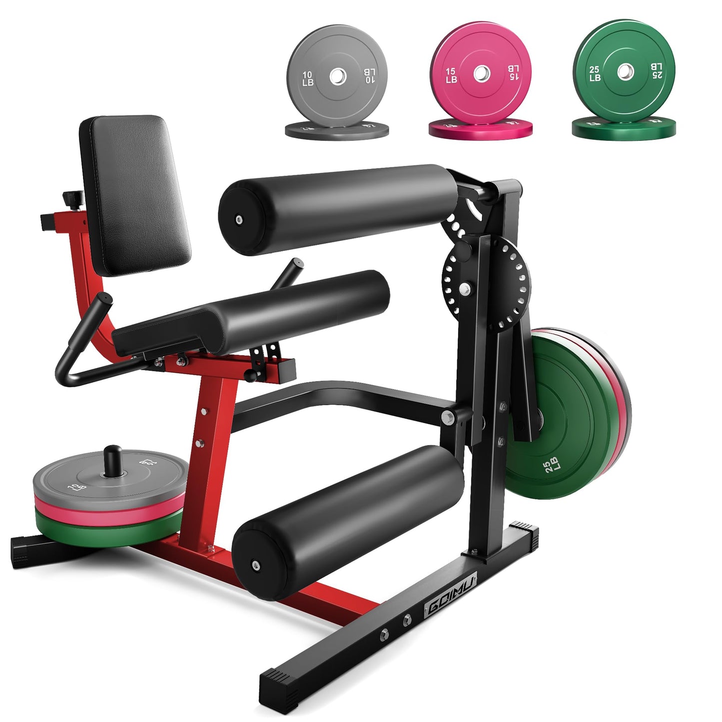 GOIMU Leg Extension and Curl Machine, 4 in 1 Lower Body Workout Machine, Adjustable Leg Curl Machine with Plate Loaded, Leg Extension Machine with Exercise Bench, Home Gym Weight Machine