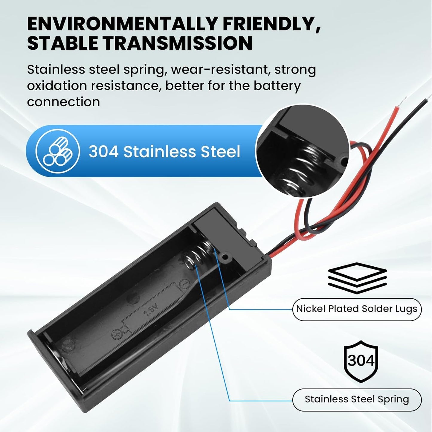 SDTC Tech 1 1.5V 1.5 1.5V 4 Packs x AA Battery Holder with Wires, Volt Battery Case Box with ON/Off Switch, Battery