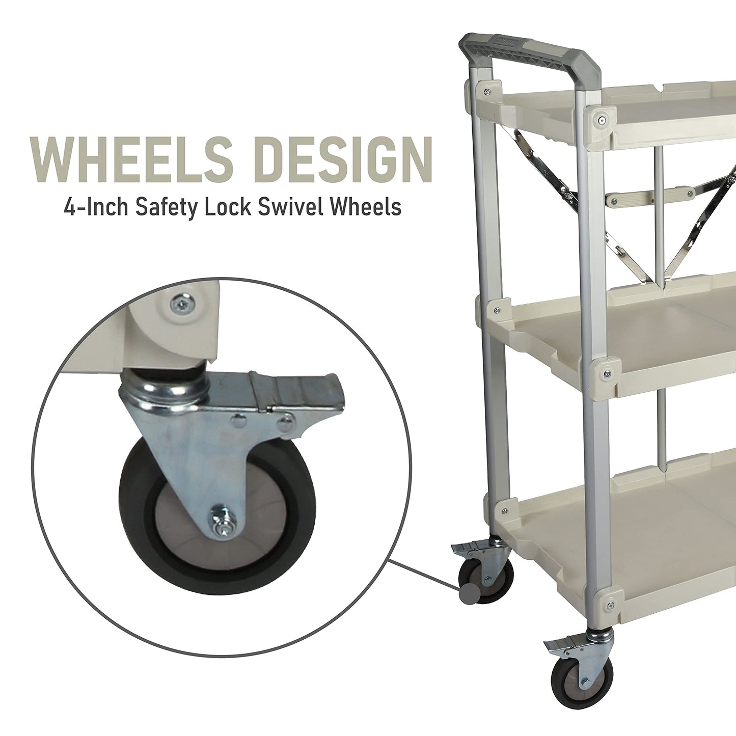 Olympia Tools 89-355 Pack N Roll Collapsible Service Cart, XL, 300LB Capacity, White