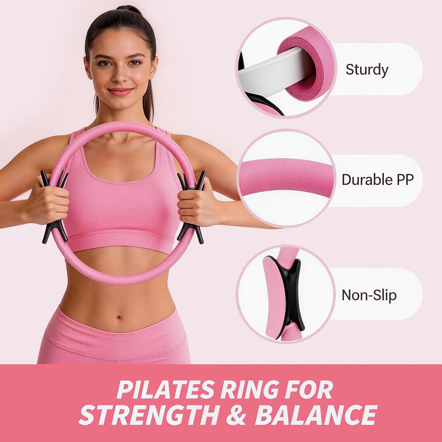 18PCS Ultimate Home Pilates Circle Kit,Professional Pilates Equipment Set with Magic Pilates Ring, Ball & Yoga Mat for Full Body Toning Women,Portable At Home Workout Equipment for Core Strength