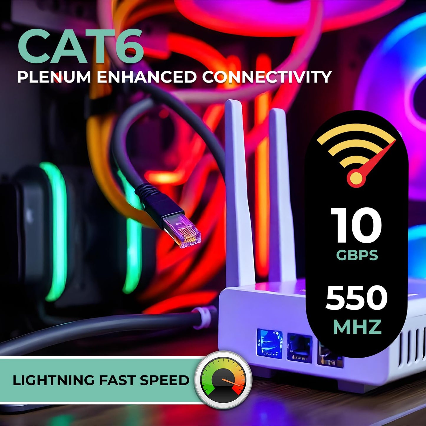 ATS Cables | CAT6 Plenum (CMP) Cable 1000FT | DSX-8000 Network Analyzer Test Passed | 23AWG UTP 4Pair, Solid 550MHz Ethernet Cables 10Gb, Available in 9 Colors (Red, 1000ft)