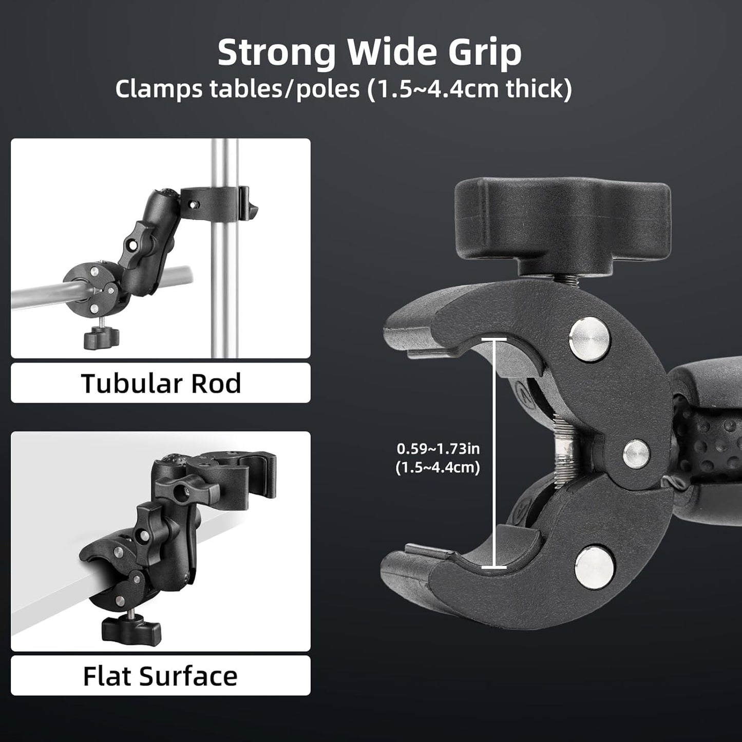BRDRC Double Clamp Mount Umbrella Holder Camera Pole Bracket for Stroller Wheelchair Monitor Magic Socket Arm Desk