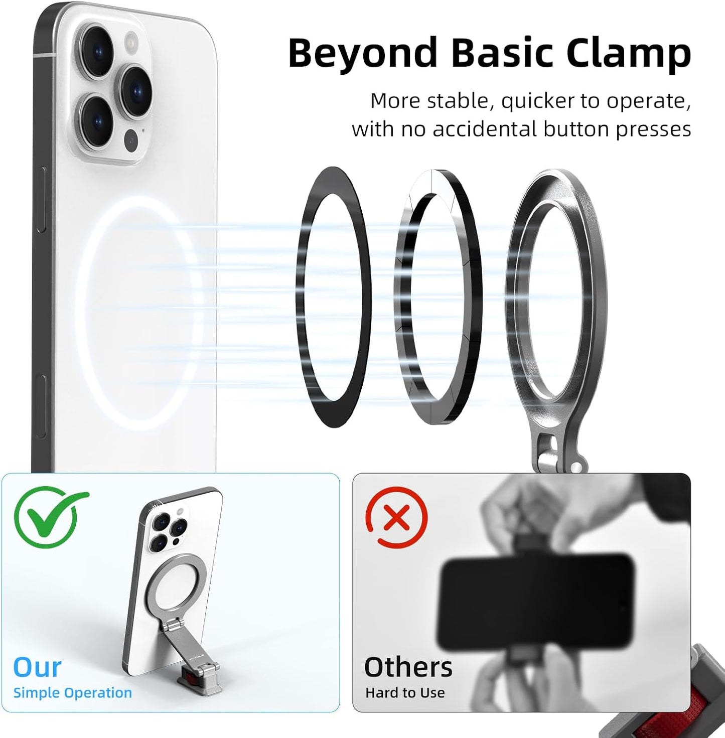 BRDRC 1/4" Cold Shoe Phone Mount with Arca Port, Tripod Mount for MagSafe Magnetic Hot Shoe Adapter with Screw Hole
