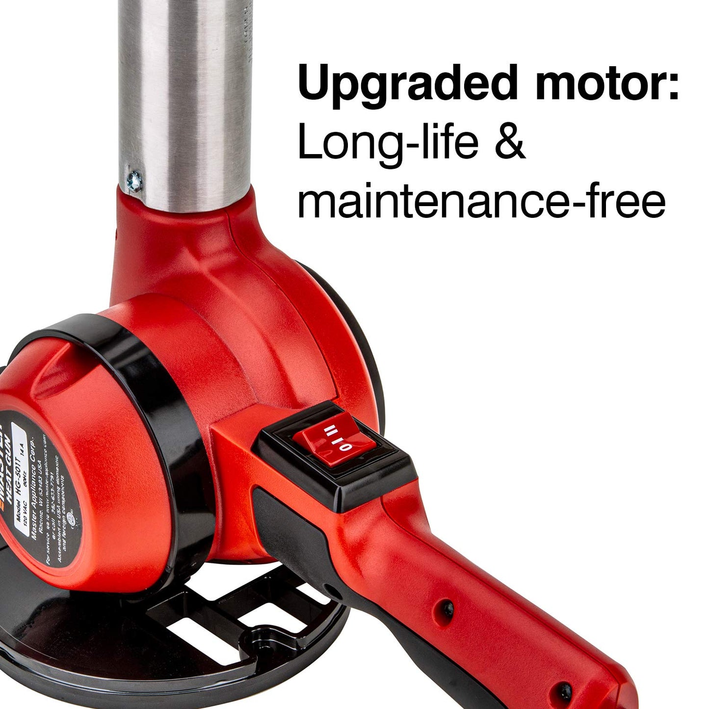 Master Appliance HG-501T Lightweight Industrial Heat Gun, High Airflow, Lightweight Plastic Housing, Great for Handheld Use, Adjustable Stand-1200F, 120V, 1680W, 14 Amps - Assembled In USA