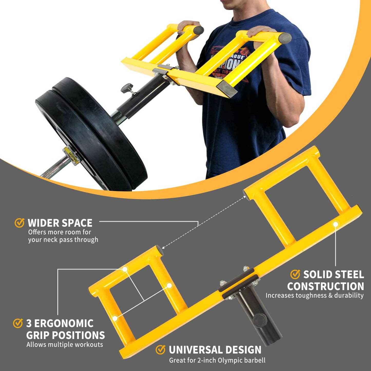 ZUKAM Viking Press Landmine Handle T-Bar Row Attachment for 2-Inch Olympic Barbell (Yellow)
