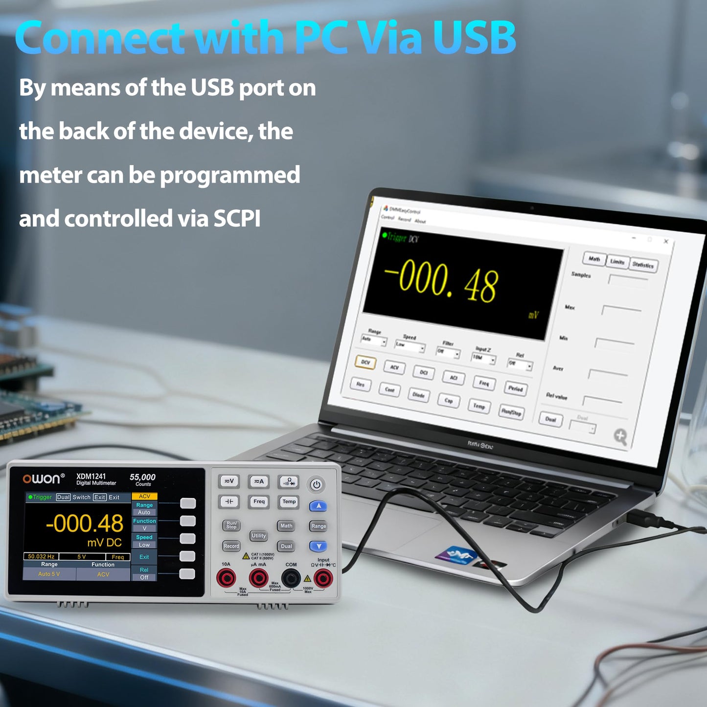 XDM1241 Digital Multimeter Tester 10A AC/DC Current and 1000V DC Voltage Tester, Resistance, Frequency, Capacitance, Diode, Continuity, 3.5 inch LCD Bench Multimeter