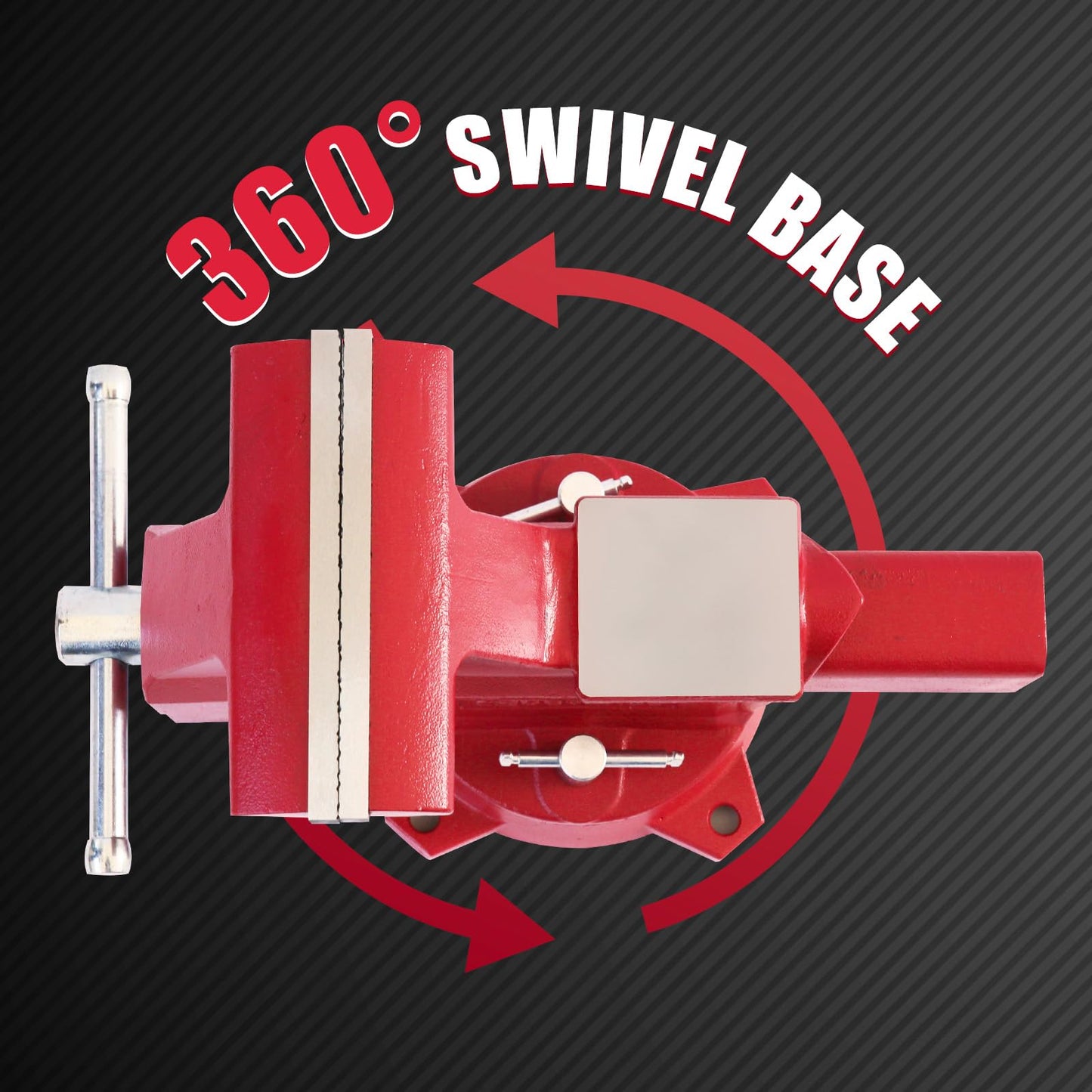 COGNATIVE 6.5" Heavy-Duty Ductile Iron Bench Vise 360° Swivel Bench Vise with Anvil, Red and 6" Vise Jaws
