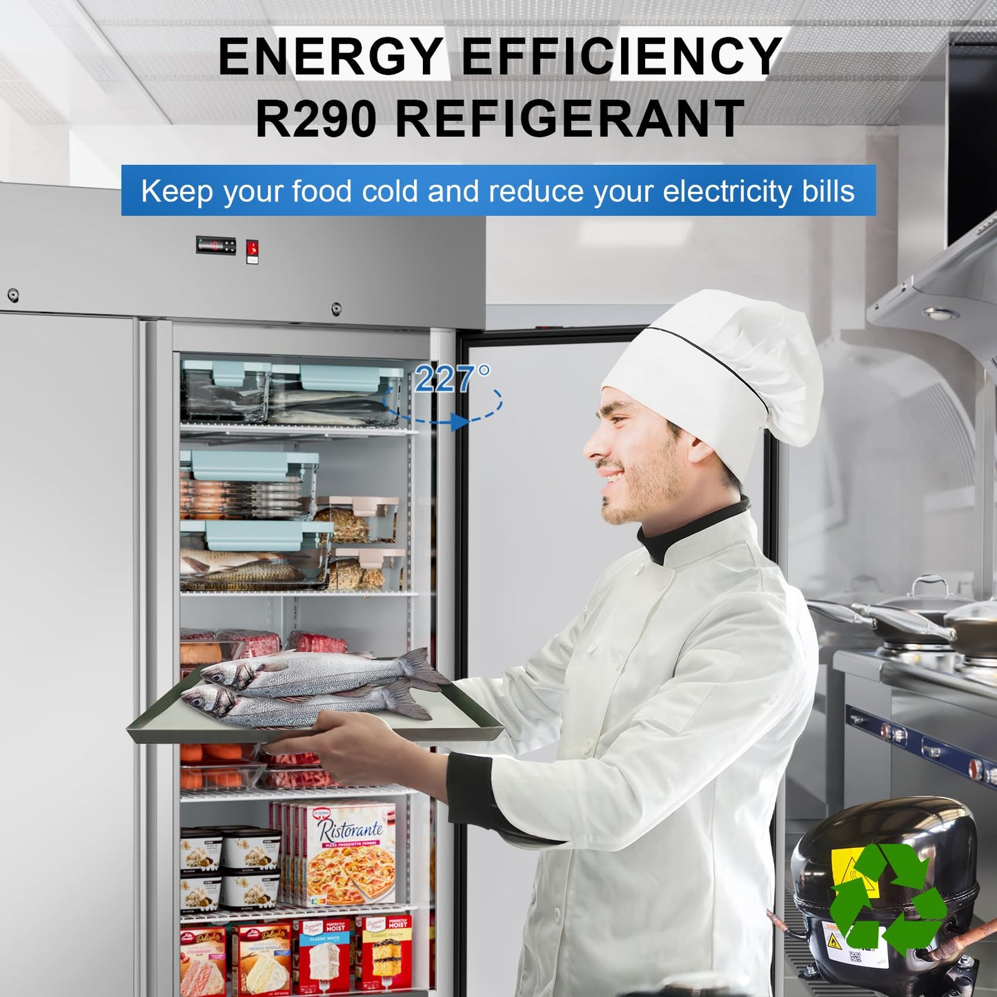 54"W Commercial Freezer 2 Door Stainless Steel Upright Freezer Reach-in Solid Door Upright Fan Cooling 36 Cu.ft 2 Section Freezer -8-1°F for Restaurant, Bar, Shop