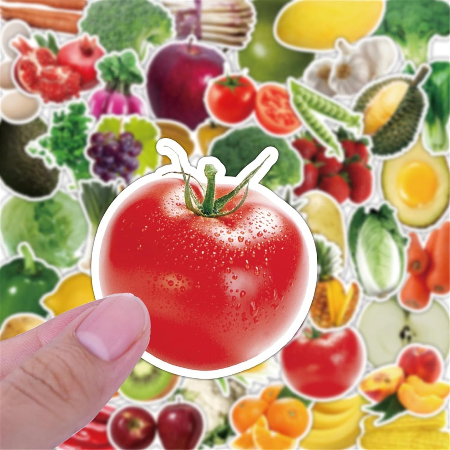 Caakkee 50Pcs Fruits Vegetable Stickers for Kids Teens,Realistic Food Fruit Stickers,Teachers Student Sticker