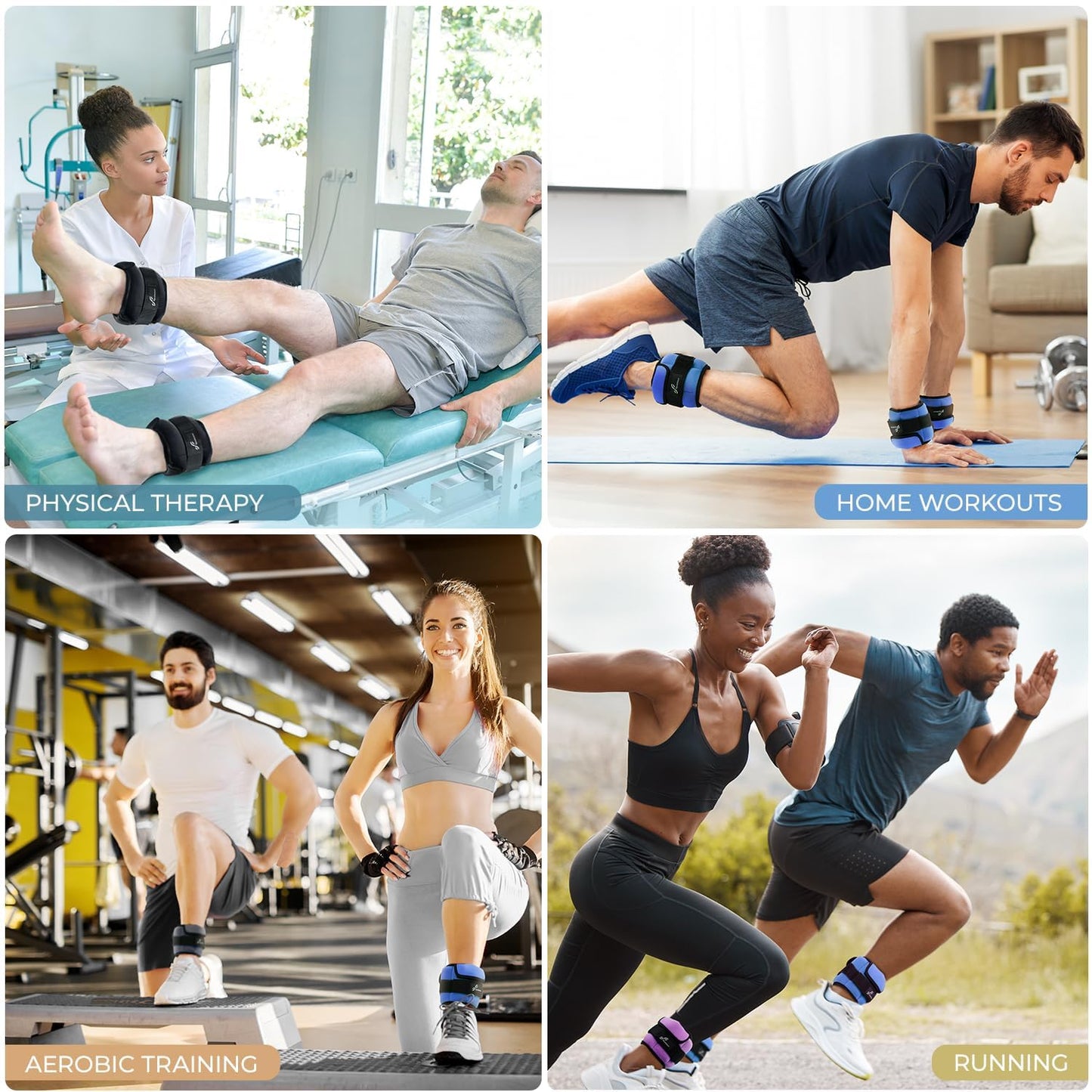 Sportneer Adjustable Ankle Weights: Improved Adjustable Leg Weights, Weight Cuffs Weights for Gym, Fitness, Workout, 1-5 lbs per Ankle, 1-10 lbs per Pair